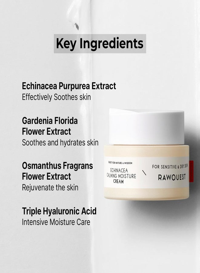 RAWQUEST Echinacea Calming Moisture Cream for Moisturizing, Skin Barrier Repair, Antiaging & Hydration with Triple Hyaluronic, Adenosine, Panthenol for Dry & Sensitive Skin (1.7 Fl Oz/ 50 ml) - Image 4